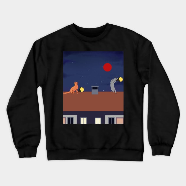 Ping pong moon Crewneck Sweatshirt by SkyisBright